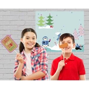 Christmas holiday party Photo Prop Kit with back drop